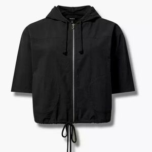 Torrid Black Woven Cotton Hooded Full Zip Short Sleeve Hoodie 18/20 2X Nwt